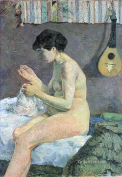 ヌード Painting - ポール・ゴーギャンの印象派を縫う裸婦スザンヌの研究